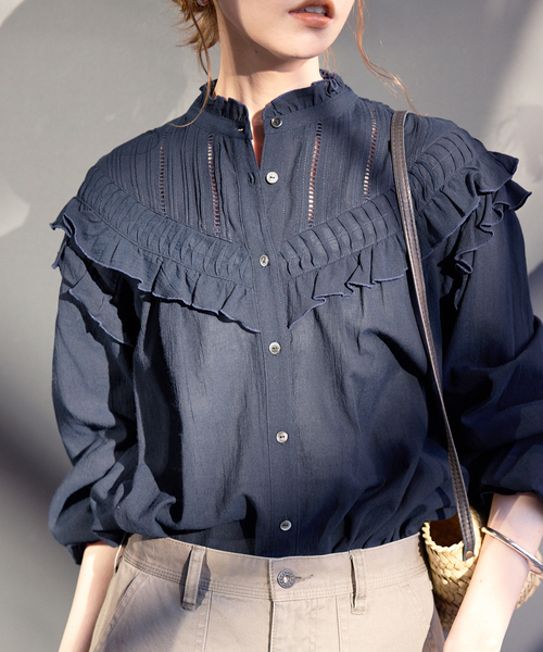 【新品】SLOBE IENA フリルピンタックブラウス SLOBE IENA｜《WEB限定/追加2》フリルピンタックブラウス