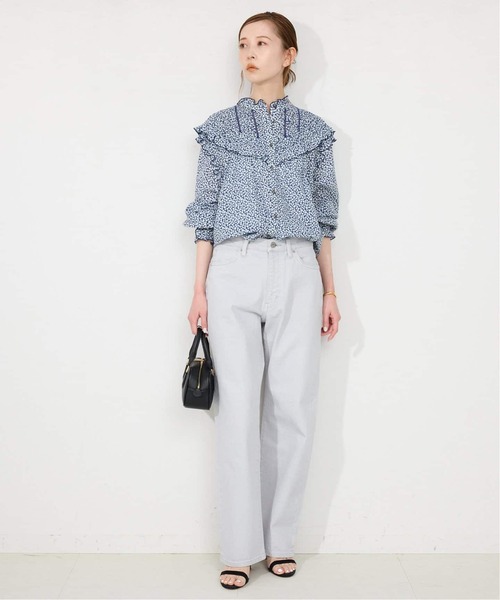 フリルピンタックブラウス　花柄　スローブイエナ スローブイエナ ファッション フリルピンタックブラウス 花柄
