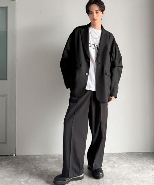 Classical Origin（クラシカルオリジン）の「【classical origin】「際立つ、風格。」袖タックオーバーサイズジャケット（長袖）／Tucked sleeves oversized jacket（テーラードジャケット・メンズ・チャコール/ブラック/グレイッシュベージュ・LARGE/MEDIUM/X-LARGE）」の12枚目の写真