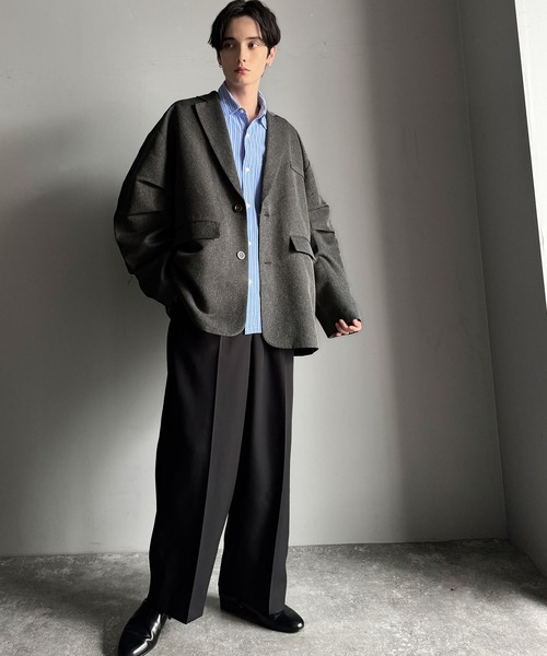 Classical Origin（クラシカルオリジン）の「【classical origin】「際立つ、風格。」袖タックオーバーサイズジャケット（長袖）／Tucked sleeves oversized jacket（テーラードジャケット・メンズ・チャコール/ブラック/グレイッシュベージュ・LARGE/MEDIUM/X-LARGE）」の9枚目の写真