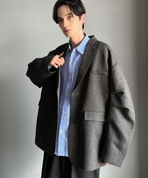 Classical Origin（クラシカルオリジン）の「【classical origin】「際立つ、風格。」袖タックオーバーサイズジャケット（長袖）／Tucked sleeves oversized jacket（テーラードジャケット・メンズ・チャコール/ブラック/グレイッシュベージュ・LARGE/MEDIUM/X-LARGE）」の22枚目の写真