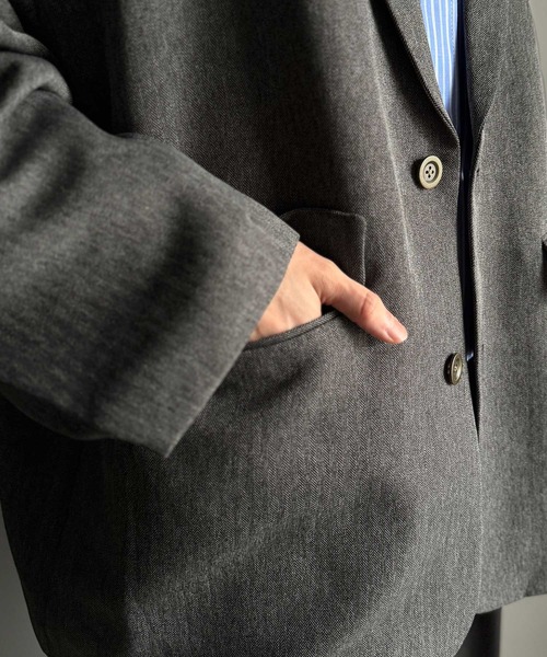 Classical Origin（クラシカルオリジン）の「【classical origin】「際立つ、風格。」袖タックオーバーサイズジャケット（長袖）／Tucked sleeves oversized jacket（テーラードジャケット・メンズ・チャコール/ブラック/グレイッシュベージュ・LARGE/MEDIUM/X-LARGE）」の20枚目の写真