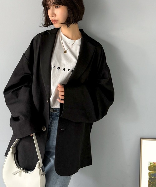 Classical Origin（クラシカルオリジン）の「【classical origin】「際立つ、風格。」袖タックオーバーサイズジャケット（長袖）／Tucked sleeves oversized jacket（テーラードジャケット・メンズ・チャコール/ブラック/グレイッシュベージュ・LARGE/MEDIUM/X-LARGE）」の8枚目の写真