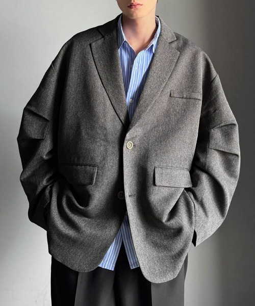 Classical Origin（クラシカルオリジン）の「【classical origin】「際立つ、風格。」袖タックオーバーサイズジャケット（長袖）／Tucked sleeves oversized jacket（テーラードジャケット・メンズ・チャコール/ブラック/グレイッシュベージュ・LARGE/MEDIUM/X-LARGE）」の13枚目の写真