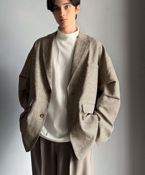 Classical Origin（クラシカルオリジン）の「【classical origin】「際立つ、風格。」袖タックオーバーサイズジャケット（長袖）／Tucked sleeves oversized jacket（テーラードジャケット・メンズ・チャコール/ブラック/グレイッシュベージュ・LARGE/MEDIUM/X-LARGE）」の6枚目の写真