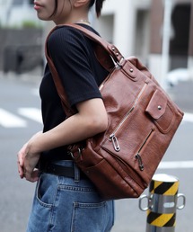 florist（フローリスト）の「2WAY ヴィンテージ風レザーピンジップボストンバッグ/ショルダーバッグ（ボストンバッグ・メンズ）」