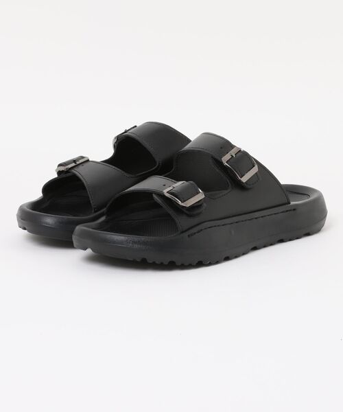 Fun & Daily(ファンアンドデイリー)の「F&D : Split Leather Double Strap sandals(サンダル・メンズ・ブラック・42/41/43)」の2枚目の写真
