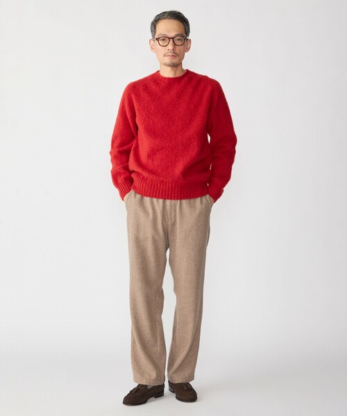 SHIPS別注】HARLEY OF SCOTLAND: ウール シャギー クルーネック ニット