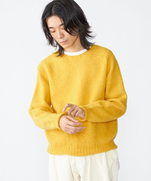 Harley of Scotland（ハーレーオブスコットランド）の「【SHIPS別注】HARLEY OF SCOTLAND: ウール シャギー クルーネック ニット（ニット/セーター・メンズ・バイオレット/レッド/ケリーグリーン/ダークグレー/ブルー系/イエロー・MEDIUM/LARGE/X-LARGE）」の15枚目の写真