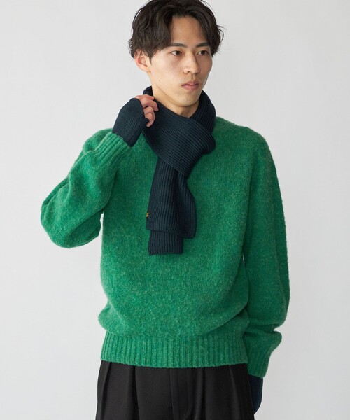 SHIPS別注】HARLEY OF SCOTLAND: ウール シャギー クルーネック ニット