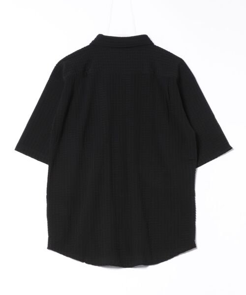 m.f.editorial（エムエフエディトリアル）の「【接触冷感 ストレッチ】m.f.エディトリアル メンズ 格子柄ジャガード 半袖 シャツ（シャツ/ブラウス・メンズ・ブラック/グレー系その他2・MEDIUM/LARGE/X-LARGE）」の3枚目の写真