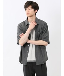 m.f.editorial | 【接触冷感 ストレッチ】m.f.エディトリアル メンズ 格子柄ジャガード 半袖 シャツ(シャツ/ブラウス)