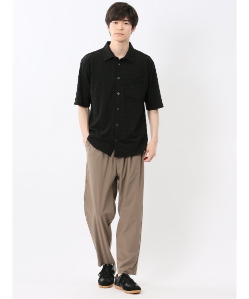 m.f.editorial（エムエフエディトリアル）の「【接触冷感 ストレッチ】m.f.エディトリアル メンズ 格子柄ジャガード 半袖 シャツ（シャツ/ブラウス・メンズ・ブラック/グレー系その他2・MEDIUM/LARGE/X-LARGE）」の8枚目の写真