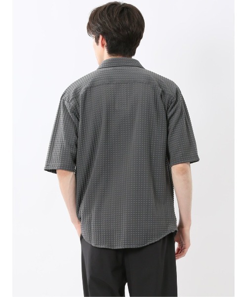 m.f.editorial（エムエフエディトリアル）の「【接触冷感 ストレッチ】m.f.エディトリアル メンズ 格子柄ジャガード 半袖 シャツ（シャツ/ブラウス・メンズ・ブラック/グレー系その他2・MEDIUM/LARGE/X-LARGE）」の17枚目の写真