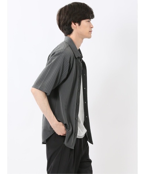 m.f.editorial（エムエフエディトリアル）の「【接触冷感 ストレッチ】m.f.エディトリアル メンズ 格子柄ジャガード 半袖 シャツ（シャツ/ブラウス・メンズ・ブラック/グレー系その他2・MEDIUM/LARGE/X-LARGE）」の18枚目の写真
