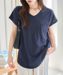 KOBE LETTUCE | [ M L XL 汗じみ防止＆UVカット ] ポケット付きVネックTシャツ(Tシャツ/カットソー)