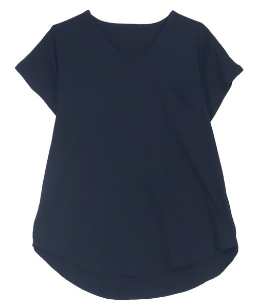 KOBE LETTUCE（コウベレタス）の「[ M L XL 汗じみ防止＆UVカット ] ポケット付きVネックTシャツ（Tシャツ/カットソー・レディース・ブラック/オフホワイト/杢グレー/ネイビー/ダークカーキ/ライトオレンジ系/アイボリー・M/XL/L）」の11枚目の写真