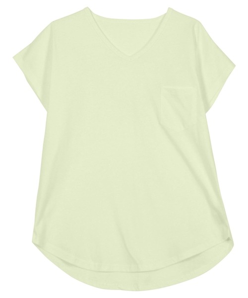 KOBE LETTUCE（コウベレタス）の「[ M L XL 汗じみ防止＆UVカット ] ポケット付きVネックTシャツ（Tシャツ/カットソー・レディース・ブラック/オフホワイト/杢グレー/ネイビー/ダークカーキ/ライトオレンジ系/アイボリー/ミント・M/XL/L）」の11枚目の写真