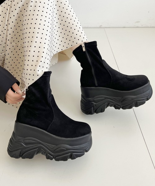 厚底 ダブルソール ストレッチ ショートブーツ 537（ブーツ）｜Shoes