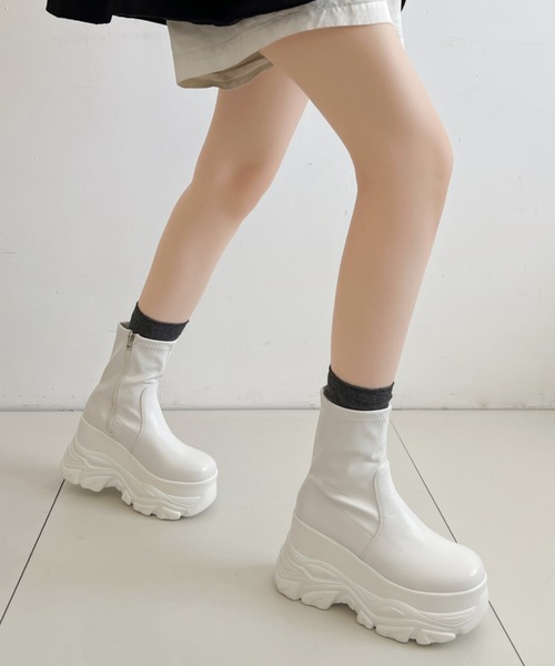 セール】厚底 ダブルソール ストレッチ ショートブーツ 537（ブーツ