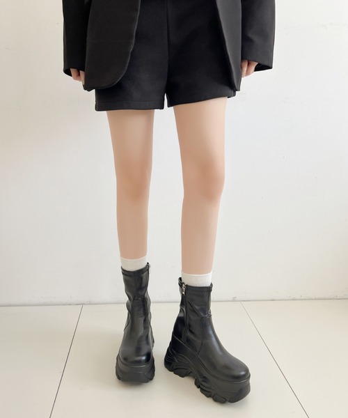 厚底 ダブルソール ストレッチ ショートブーツ 537（ブーツ）｜Shoes