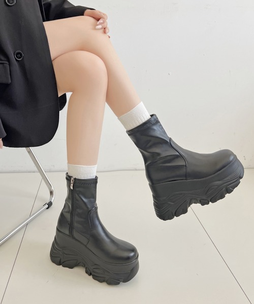 厚底 ダブルソール ストレッチ ショートブーツ 537（ブーツ）｜Shoes