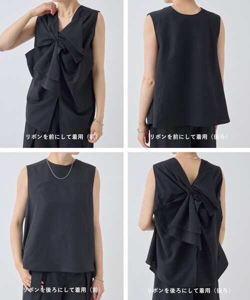 LIVETART（リヴェタート）の「前後リボンノースリブラウス（シャツ/ブラウス・レディース・ブラック・FREE）」の18枚目の写真