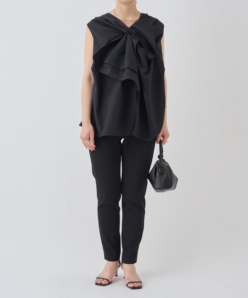 LIVETART（リヴェタート）の「前後リボンノースリブラウス（シャツ/ブラウス・レディース・ブラック・FREE）」の2枚目の写真