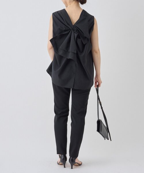 LIVETART（リヴェタート）の「前後リボンノースリブラウス（シャツ/ブラウス・レディース・ブラック・FREE）」の7枚目の写真