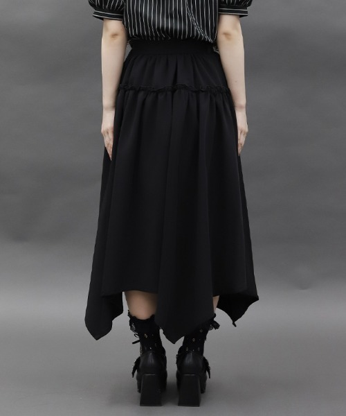 axes femme POETIQUE（アクシーズファムポエティック）の「ベルト付イレヘムロングスカート（スカート・レディース・ブラック/その他1/ネイビー・MEDIUM）」の5枚目の写真