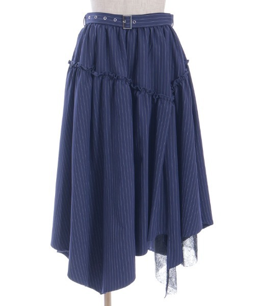 axes femme POETIQUE（アクシーズファムポエティック）の「ベルト付イレヘムロングスカート（スカート・レディース・ブラック/その他1/ネイビー・MEDIUM）」の9枚目の写真