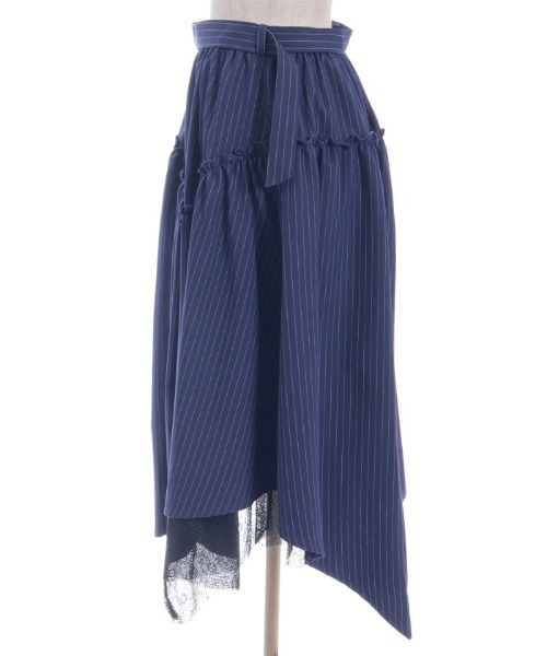 axes femme POETIQUE（アクシーズファムポエティック）の「ベルト付イレヘムロングスカート（スカート・レディース・ブラック/その他1/ネイビー・MEDIUM）」の10枚目の写真