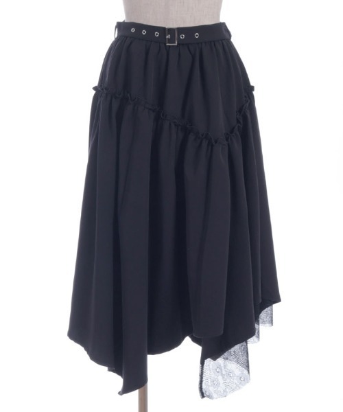 axes femme POETIQUE（アクシーズファムポエティック）の「ベルト付イレヘムロングスカート（スカート・レディース・ブラック/その他1/ネイビー・MEDIUM）」の17枚目の写真
