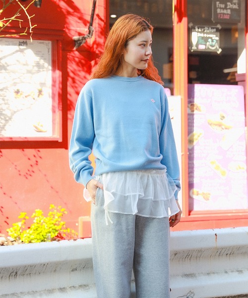 DANTON（ダントン）の「DANTON / WOMEN'S LAMBSWOOL CREW NECK KNIT PULLOVER（ニット/セーター・レディース・レッド/オフホワイト/ピンク/サックスブルー/カーキ・36）」の3枚目の写真