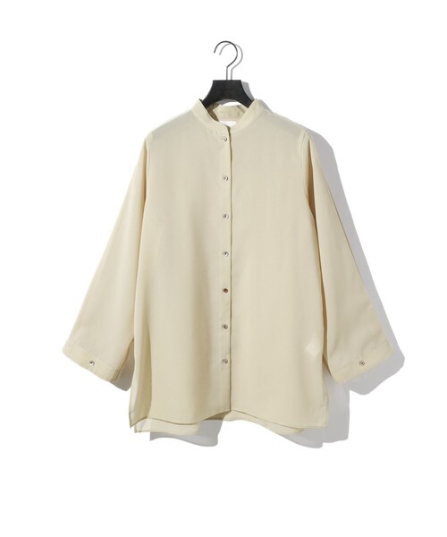 MIDIUMISOLID(ミディウミソリッド)の「MIDIUMISOLID for Ladies フレアスリーブシアーシャツ(シャツ/ブラウス・レディース・ブラウン/ベージュ/オフホワイト/ブラック・FREE)」の4枚目の写真
