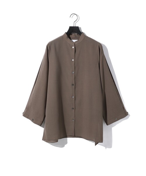 MIDIUMISOLID(ミディウミソリッド)の「MIDIUMISOLID for Ladies フレアスリーブシアーシャツ(シャツ/ブラウス・レディース・ブラウン/ベージュ/オフホワイト/ブラック・FREE)」の5枚目の写真