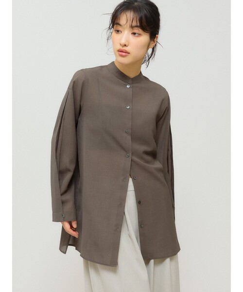 MIDIUMISOLID(ミディウミソリッド)の「MIDIUMISOLID for Ladies フレアスリーブシアーシャツ(シャツ/ブラウス・レディース・ブラウン/ベージュ/オフホワイト/ブラック・FREE)」の12枚目の写真