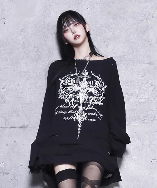 Amilige アミリージュ ダメージガーゼトップス ダメージガーゼトップス（Tシャツ/カットソー）｜Amilige