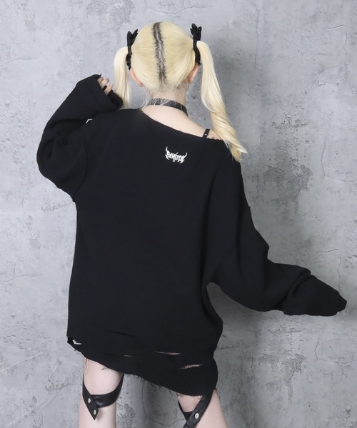 クロスロゴプリントダメージガーゼトップス（Tシャツ/カットソー