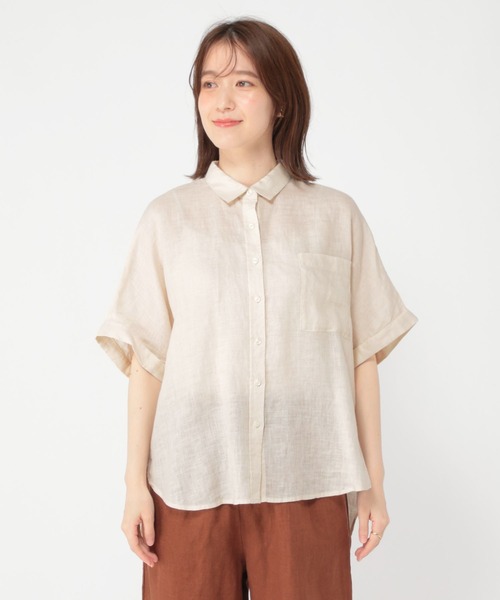 セール】【リネン100%】ハーフスリーブシャツ（シャツ/ブラウス
