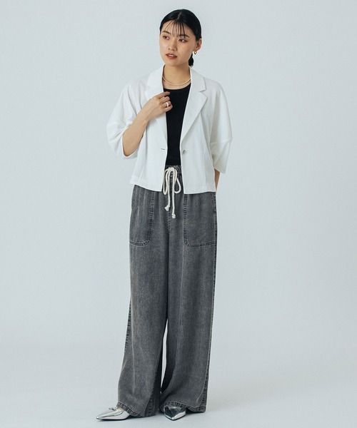 ROSE BUD（ローズバッド）の「CROPPED JACKET（ブルゾン・レディース・ブラック/ホワイト・ONE SIZE）」の4枚目の写真