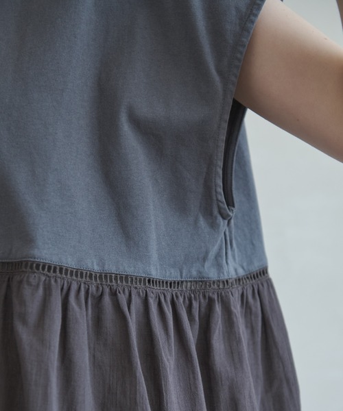 Crisp（クリスプ）の「フレンチスリーブコンビTシャツ（Tシャツ/カットソー・レディース・チャコールグレー/ブラウン・FREE）」の11枚目の写真