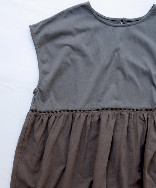 Crisp（クリスプ）の「フレンチスリーブコンビTシャツ（Tシャツ/カットソー・レディース・チャコールグレー/ブラウン・FREE）」の21枚目の写真
