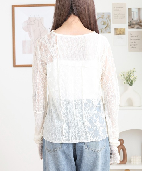 フォルテ　フォルテ◆ パッチワークレース オーバーサイズシャツ　レース　M パッチワークレース オーバーサイズシャツ |forte_forte|CORONET