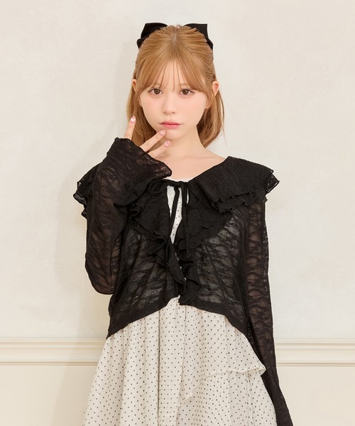 フリルレースカーディガン（カーディガン/ボレロ）｜apres jour