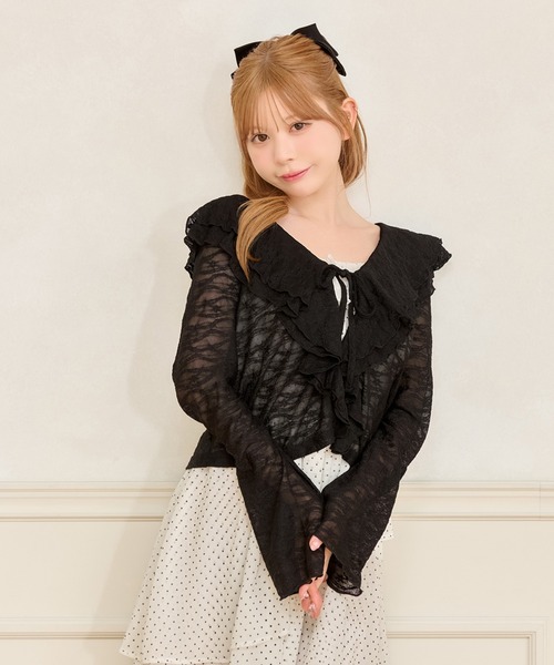 フリルレースカーディガン（カーディガン/ボレロ）｜apres jour