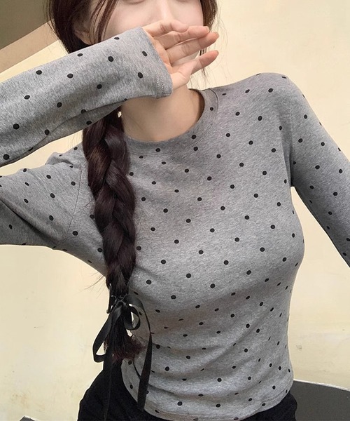 CERCA(チェルカ)の「HALEY PESCA/ドット柄 カットソー(Tシャツ/カットソー・レディース・グレー/ホワイト・MEDIUM/SMALL)」の3枚目の写真