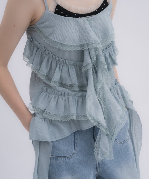 idem(イデム)の「jellyfish many frill camisole / ジェリーフィッシュフリルキャミソール(キャミソール・レディース・ブルー/ホワイト・FREE)」の2枚目の写真