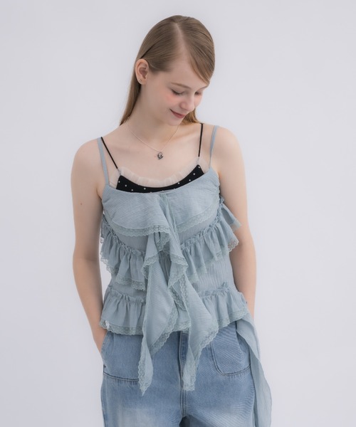 idem(イデム)の「jellyfish many frill camisole / ジェリーフィッシュフリルキャミソール(キャミソール・レディース・ブルー/ホワイト・FREE)」の5枚目の写真