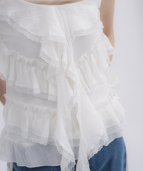 idem(イデム)の「jellyfish many frill camisole / ジェリーフィッシュフリルキャミソール(キャミソール・レディース・ブルー/ホワイト・FREE)」の19枚目の写真